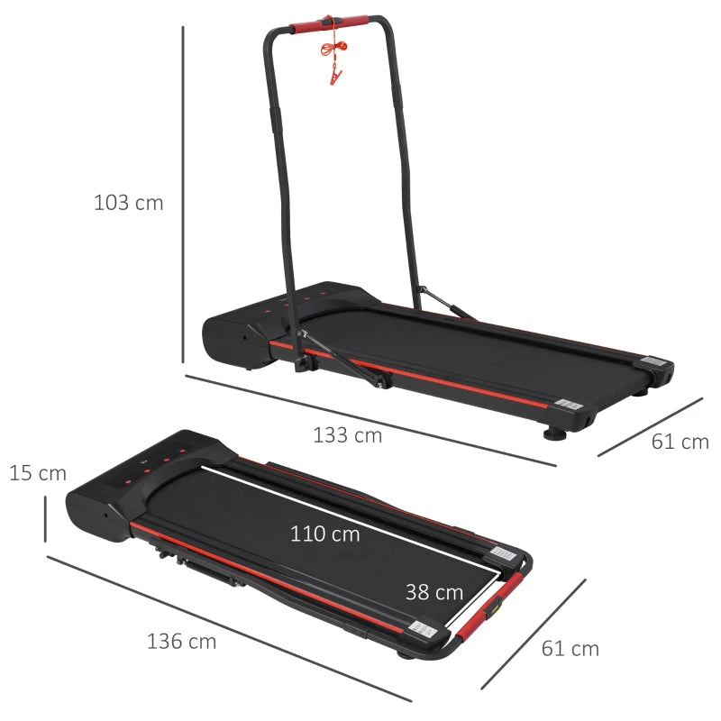 Foldable Walking Treadmill - Black, LED Display, Remote Control