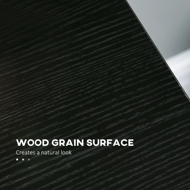 Black Wood Grain Small Home Office Desk with Storage Shelf, 90 x 50cm