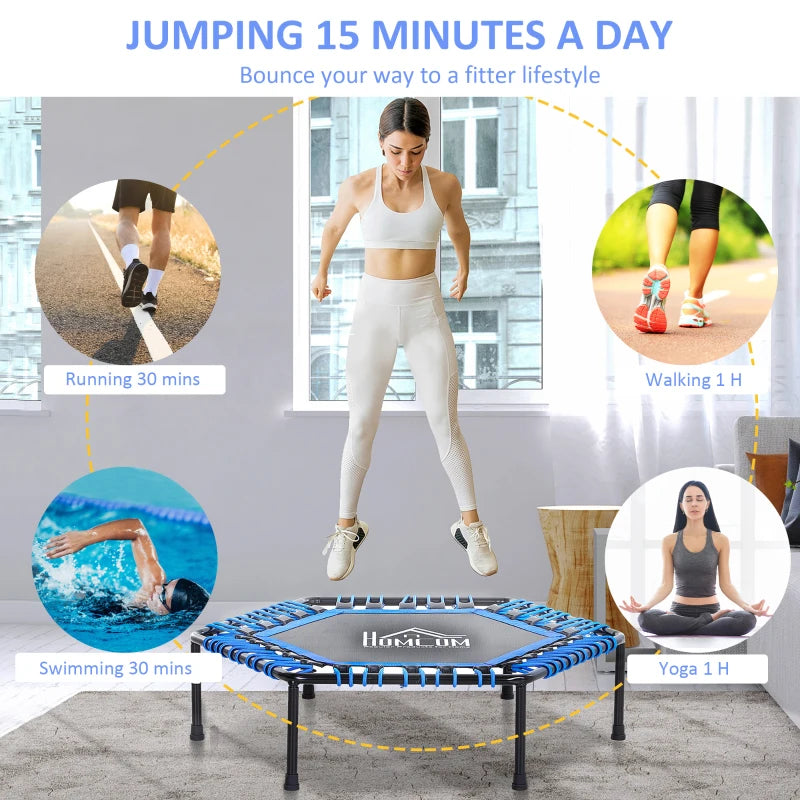 Blue 40" Mini Hexagon Trampoline with Anti-slip Pads