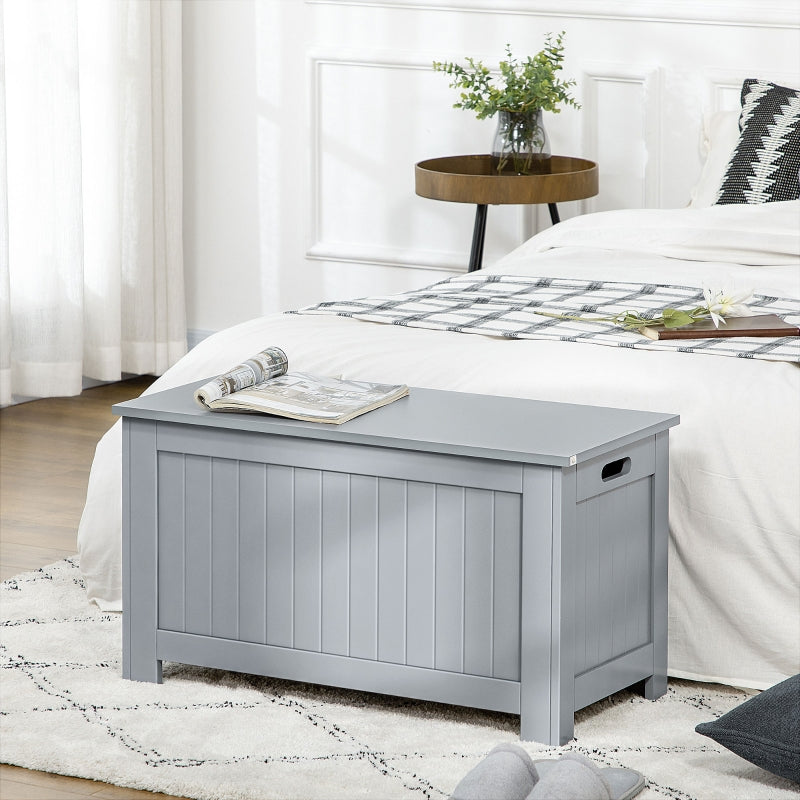 Grey Toy Chest Storage Box with Lid & Safety Hinges