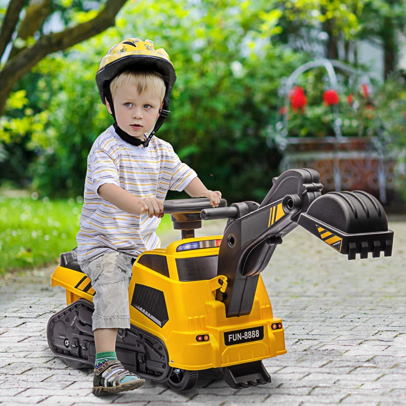 Yellow 3-in-1 Ride-On Construction Vehicle for Toddlers