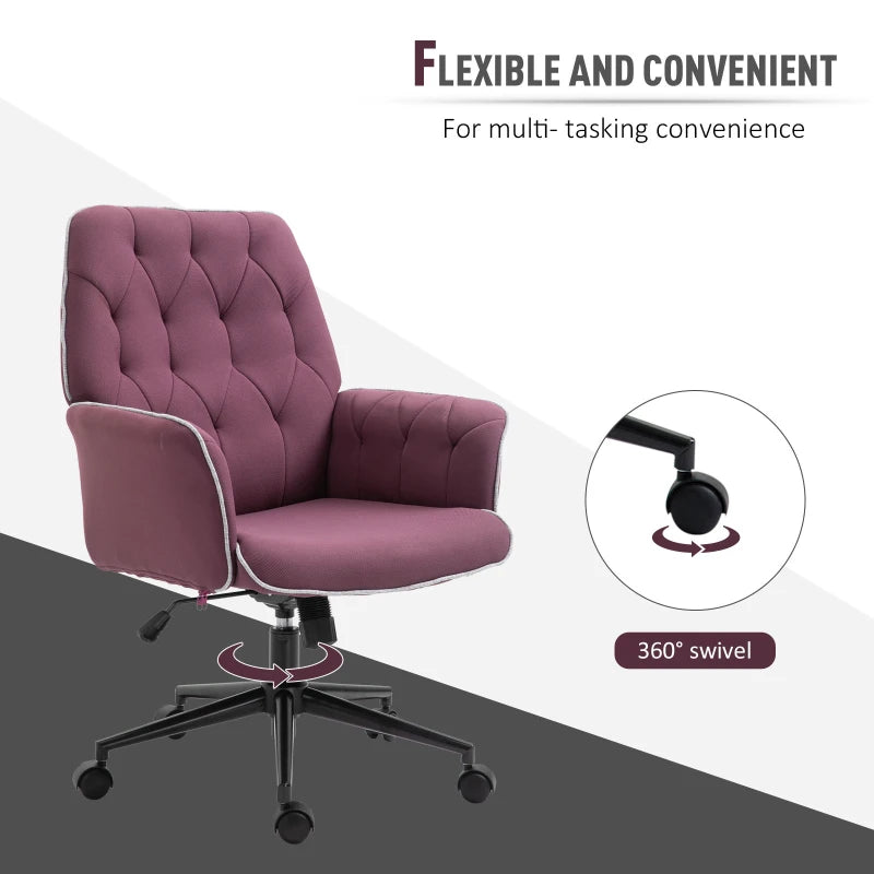 Purple Spandex Office Chair with Adjustable Height and Armrest
