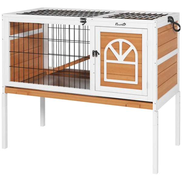 Wooden Small Pet Hutch with Removable Tray and Openable Roof - Natural