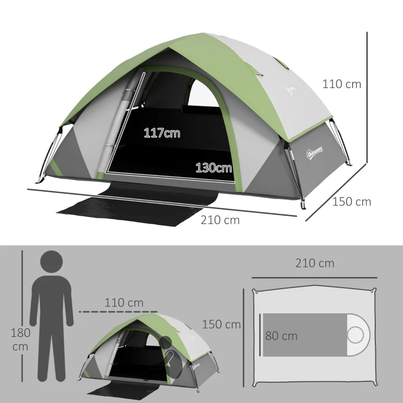 3-Person Green/Grey Dome Tent with Accessories