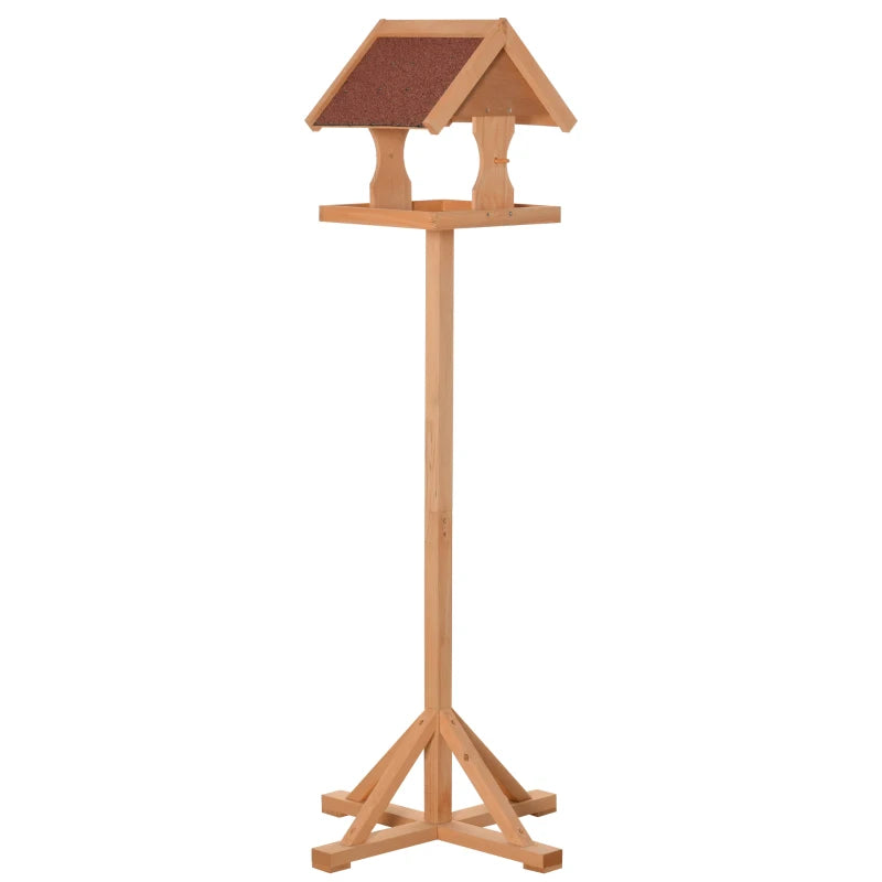 Wooden Bird Feeder Stand with Cross-shaped Support Feet - Weather Resistant