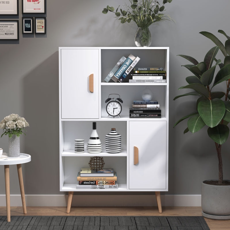 White Wooden Sideboard Bookcase with Two Doors