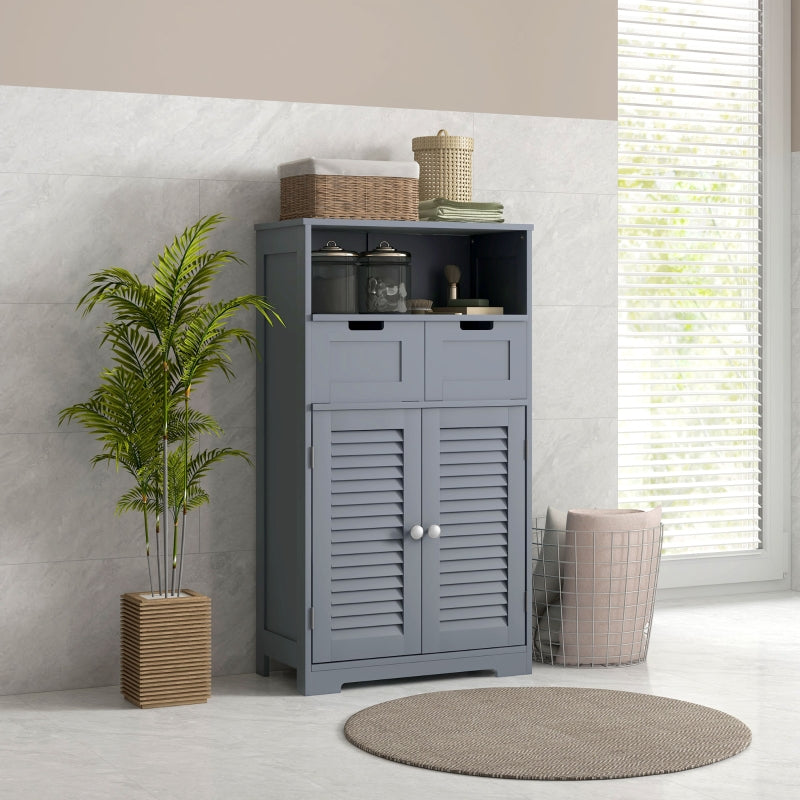 Grey Bathroom Storage Unit with Shelf, Drawers & Cupboard