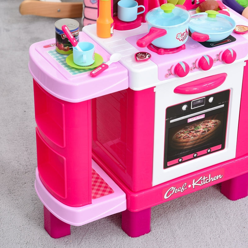 Kids Kitchen Play Set with Realistic Sounds and Lights - Pink