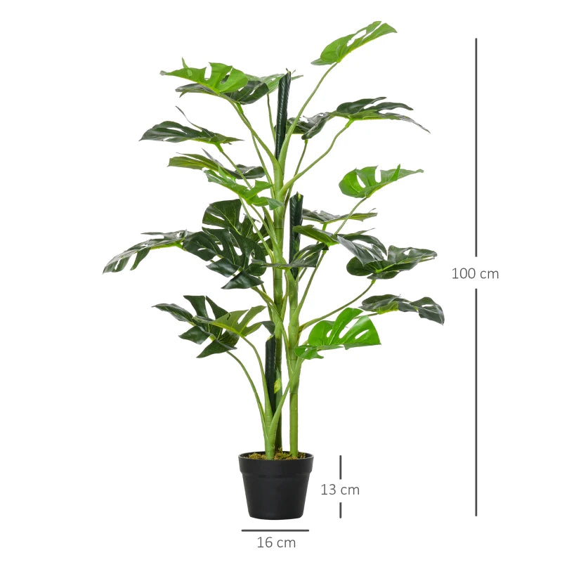 Green Artificial Monstera Tree with 21 Leaves - Indoor/Outdoor Decor