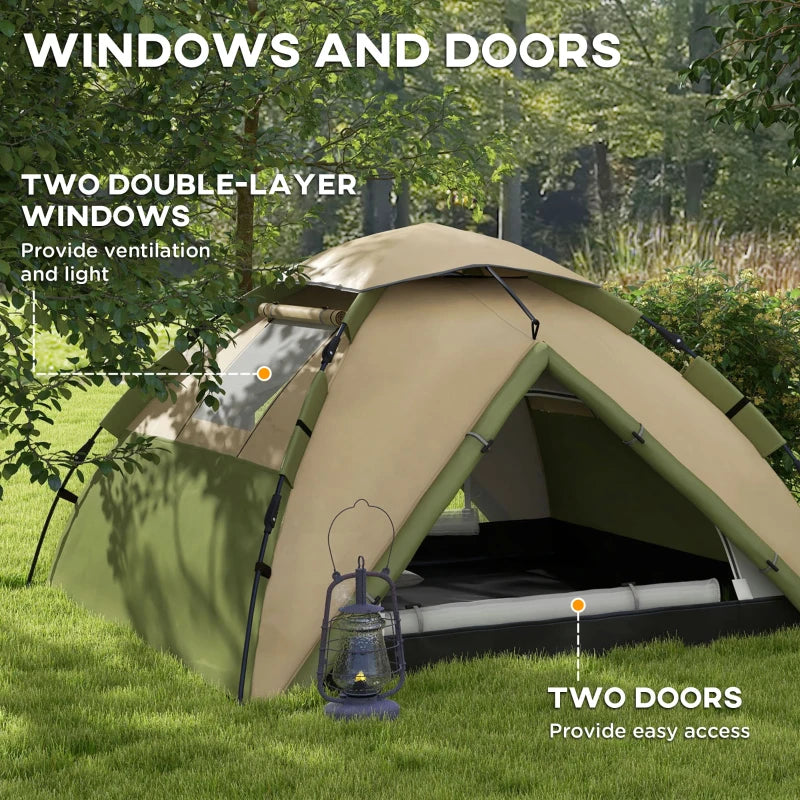 Dark Green 2-Person Camping Tent with Accessories