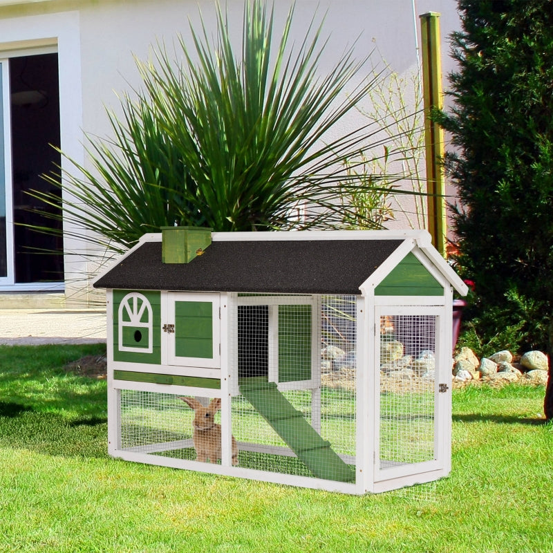 Grey 2-Tier Rabbit Hutch with Run and Water-Resistant Roof