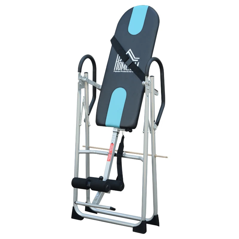 Black Foldable Gravity Inversion Table for Back Therapy and Home Fitness