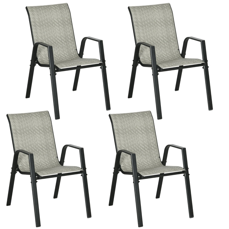 4-Piece Stacking Rattan Garden Seat Set - Mixed Grey