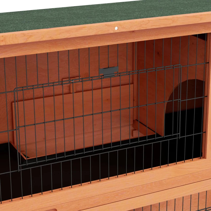 Orange Antiseptic Wood Rabbit Hutch with Run, 102cm