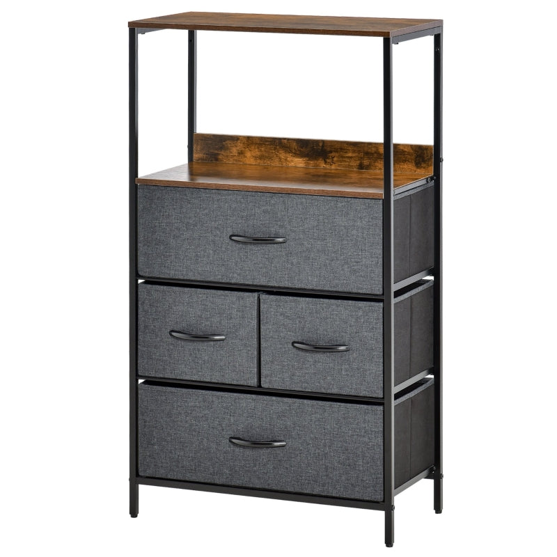 Black 4-Drawer Storage Chest with Shelves - Home Cabinet for Living Room, Bedroom, Entryway