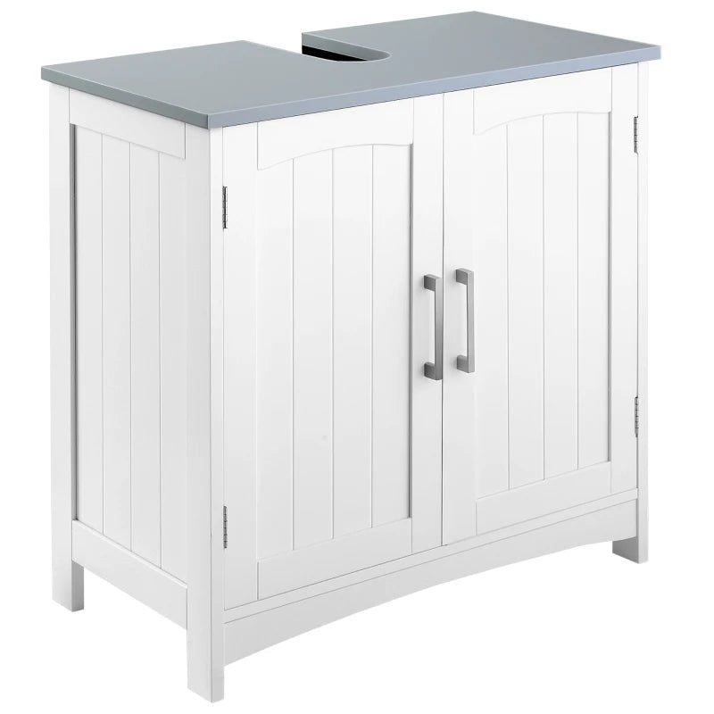 White Under Sink Storage Cabinet with Double Doors