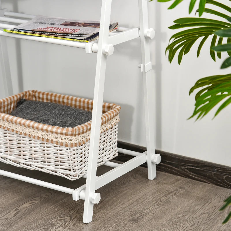 White Foldable Clothes Rack with 2 Shelves - Adjustable Hallway Furniture