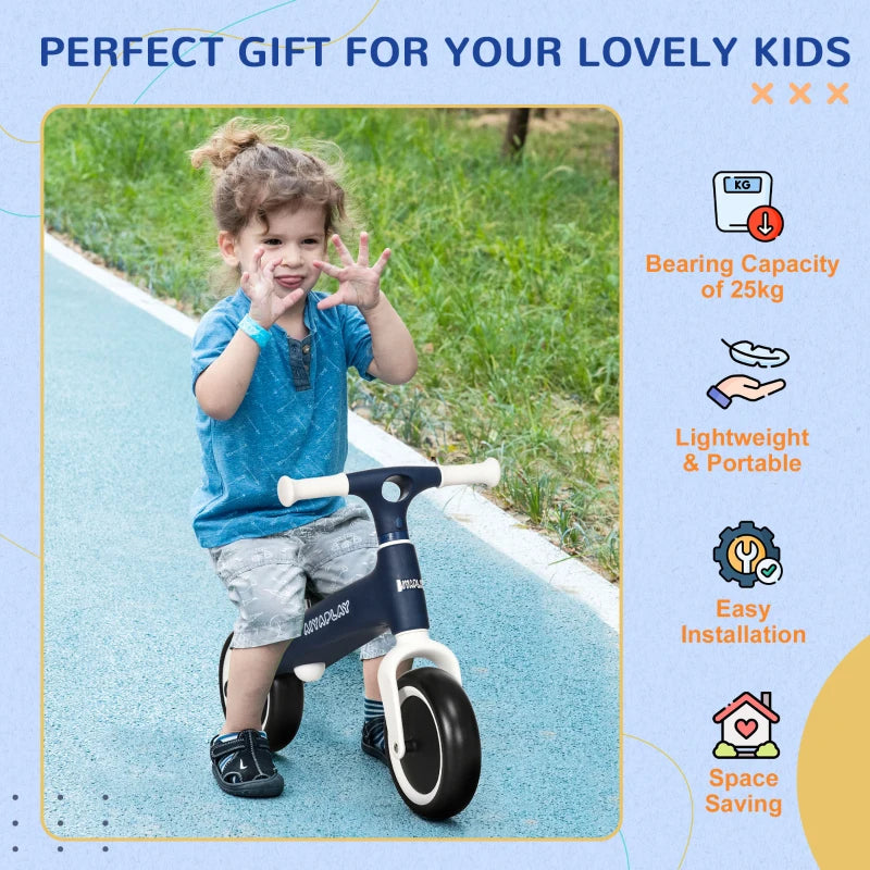 Blue Baby Balance Bike with Adjustable Seat - Ages 1.5-3