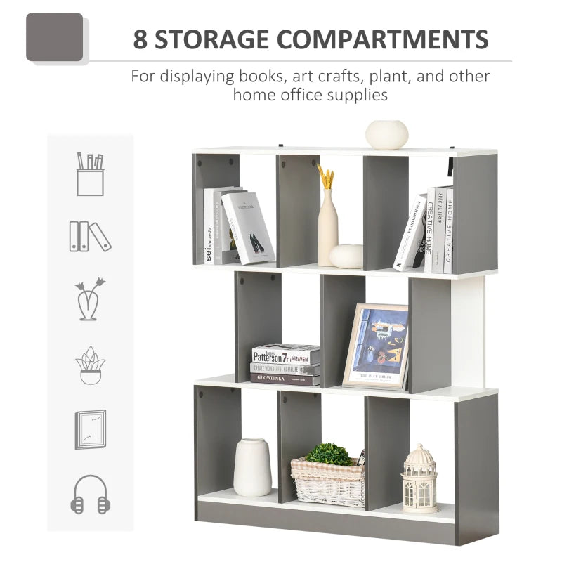 3-Tier Grey and White Bookcase Storage Shelf