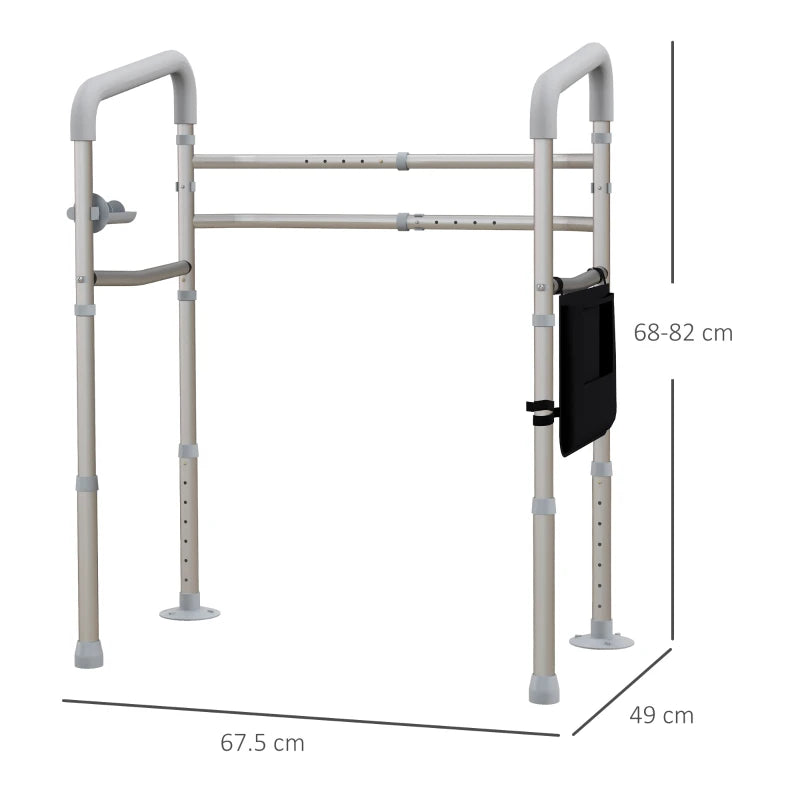 Adjustable Toilet Safety Frame with Arms, White, Elderly & Disabled Support