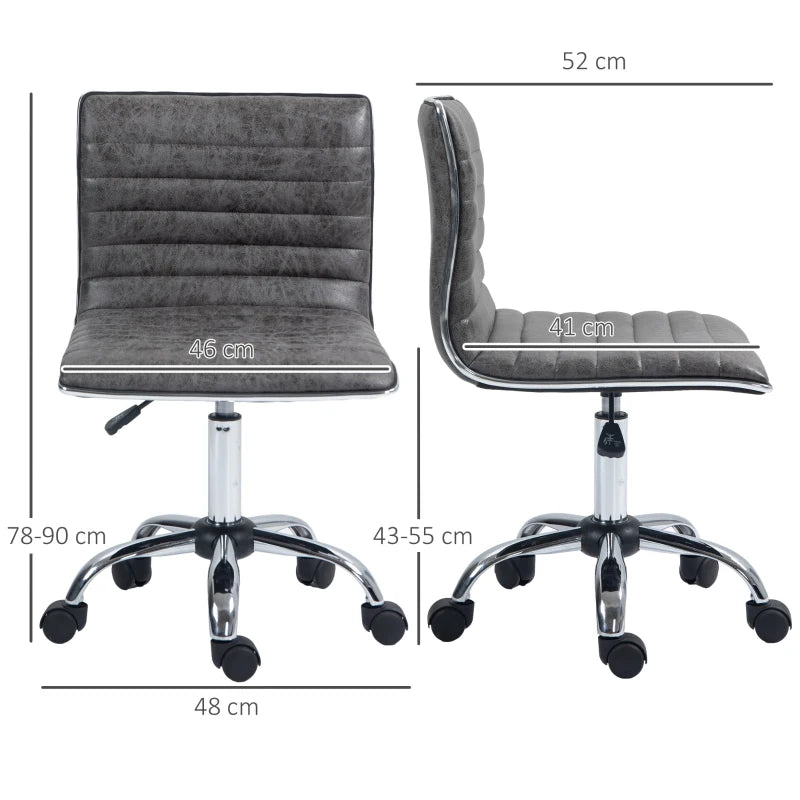 Grey Mid-Back Swivel Office Chair with Armless Design