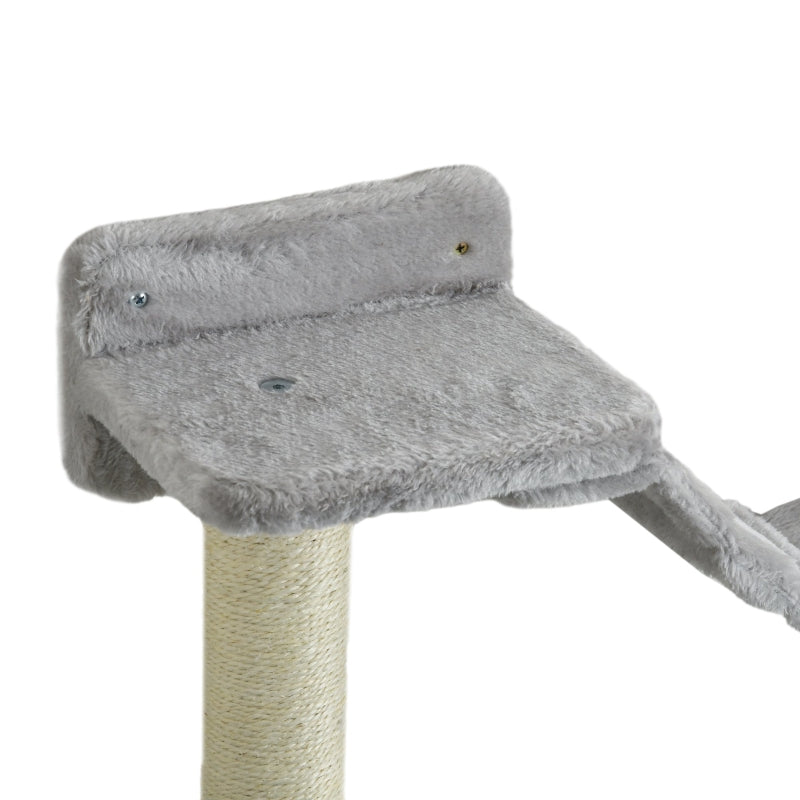 Grey Cat Wall Furniture Set with Hammock, Perches, Ladder, Scratching Post