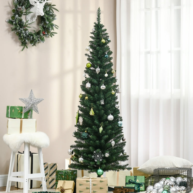 6ft Green Slim Artificial Christmas Tree with Sturdy Stand