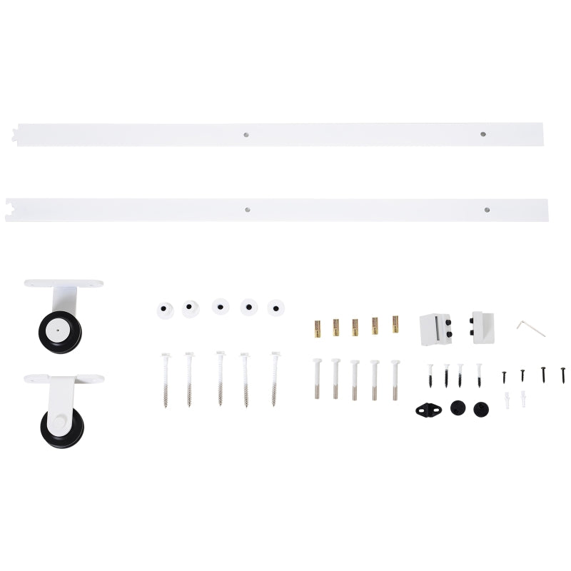 6FT White Rustic Sliding Barn Door Hardware Kit