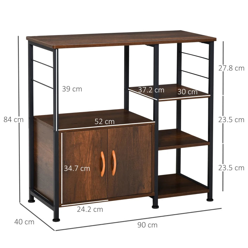 Industrial Metal Storage Shelf with Cabinet - Black