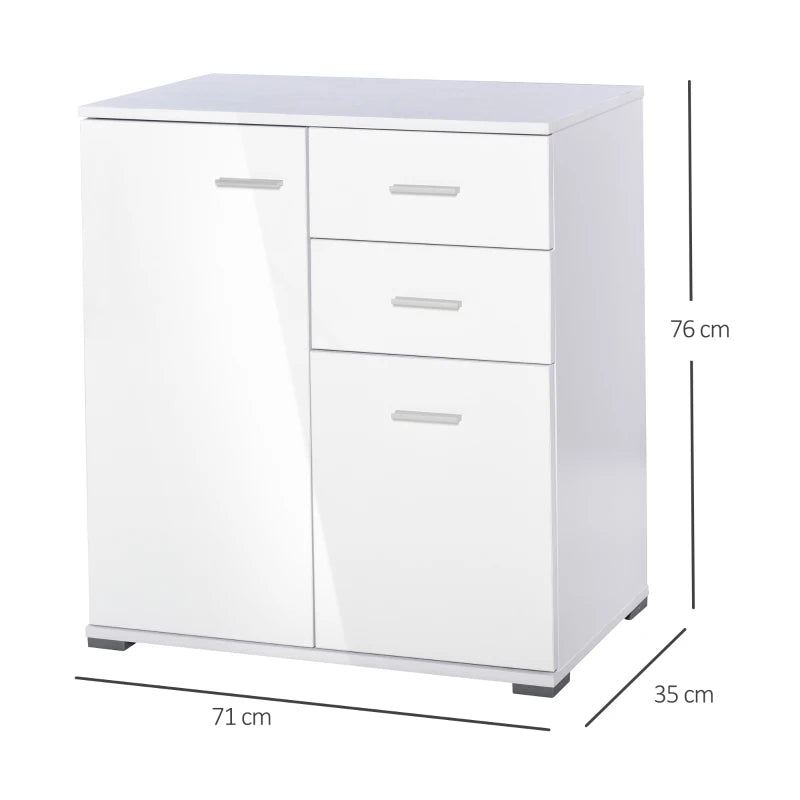 White High Gloss Storage Cabinet with Drawers for Bedroom and Living Room
