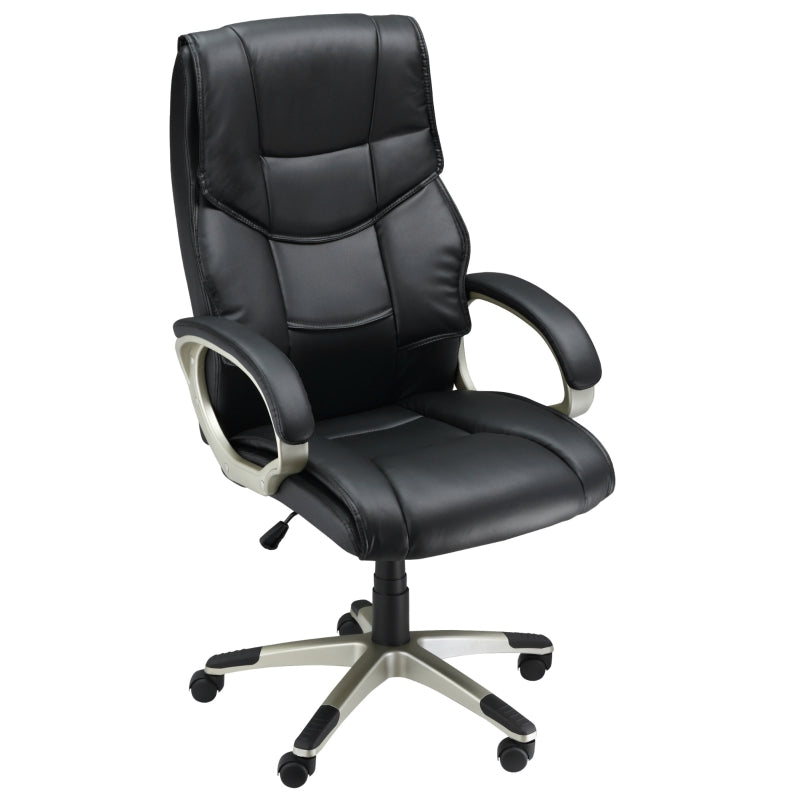 Black High Back Faux Leather Office Chair with Rocking Function