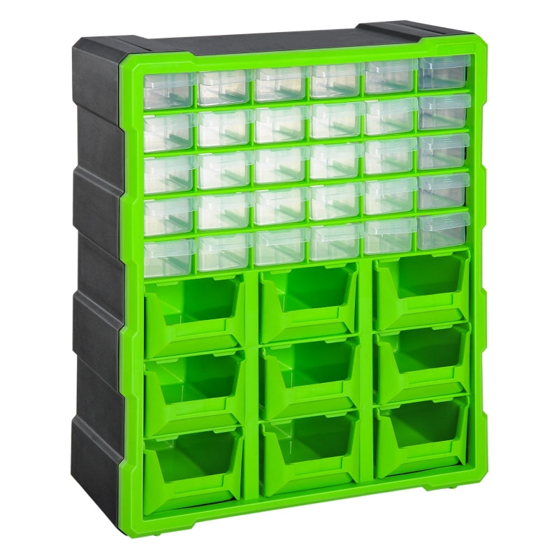 Clear Plastic 39-Drawer Wall Mount Parts Organizer for Garage Storage