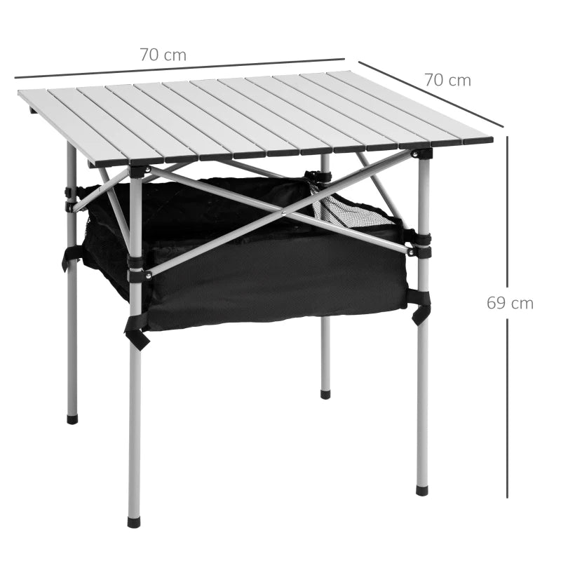 Portable Camping Table with Mesh Bag, Steel Frame