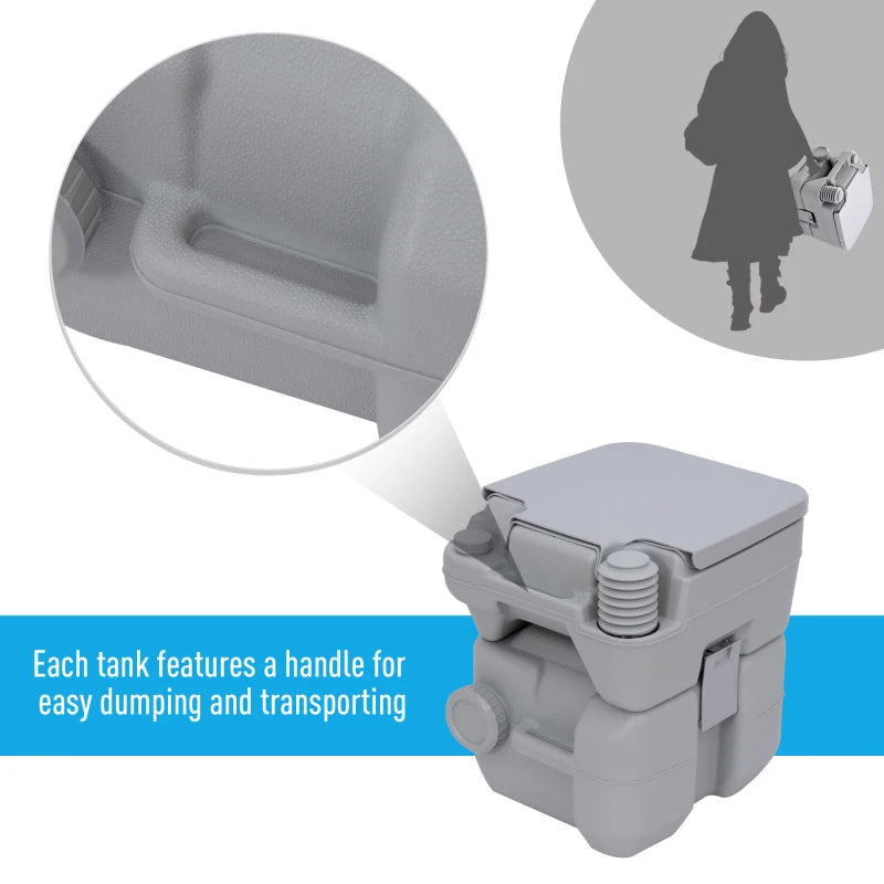 Portable Grey Camping Toilet with 2 Detachable Tanks