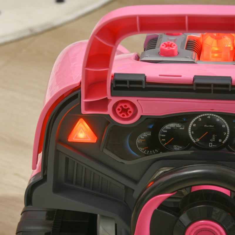 Kids Pink Truck Engine Toy Set with Horn & Light - Ages 3-5