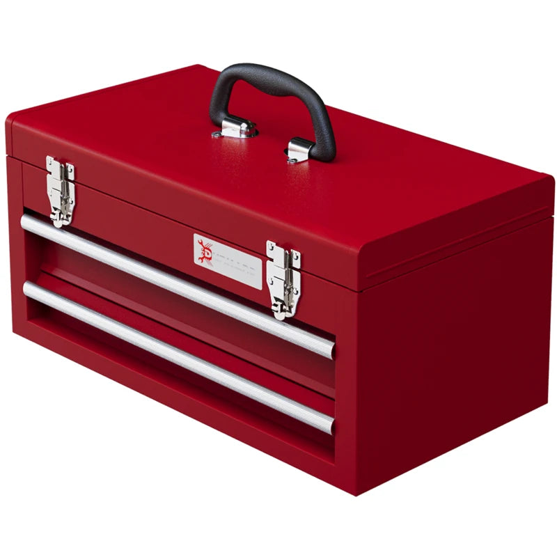 Red Metal 2-Drawer Tool Chest with Lockable Latches