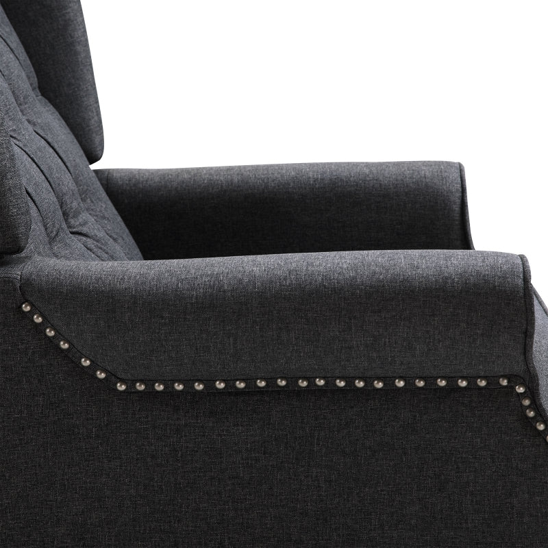 Dark Grey Reclining Wingback Armchair with Footrest