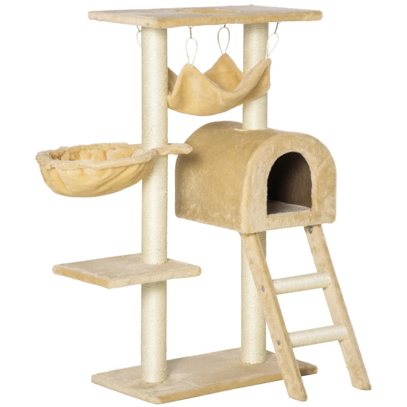 Cat Tree Tower with Hammock and Scratching Post - Grey