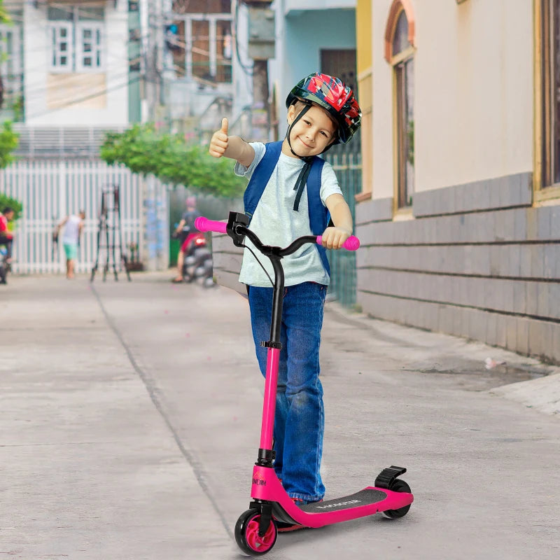 Electric Scooter with 120W Motor, Battery Display, Adjustable Height, Rear Brake - Pink