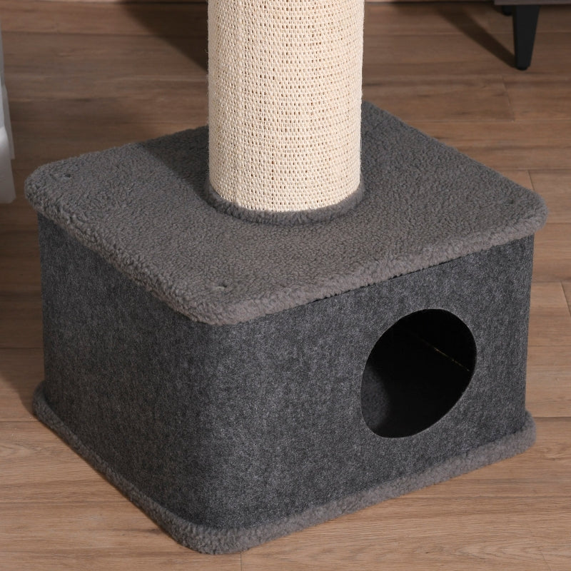 Grey Cat Tree Tower with Scratching Post and Condo