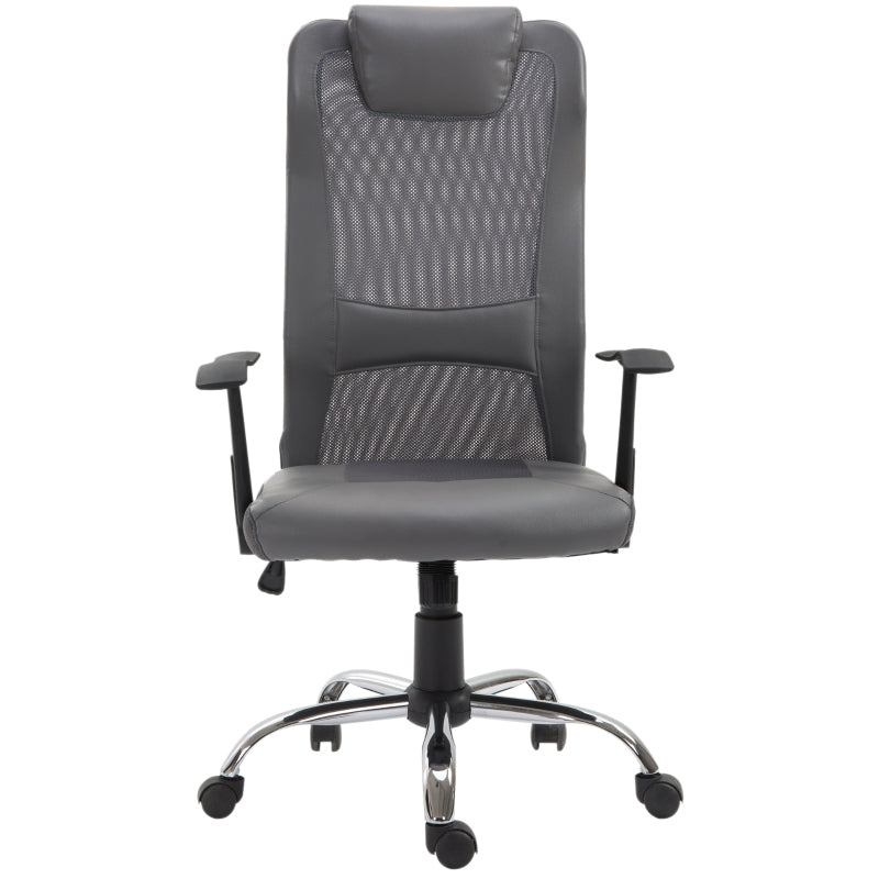 Grey Mesh & PU Leather Office Swivel Chair with Adjustable Height