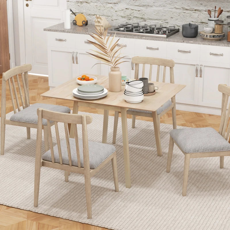 Natural Finish Wooden Drop Leaf Table - 4 Seater