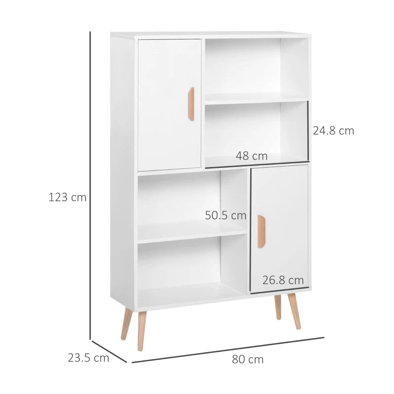 White Wooden Sideboard Bookcase with Two Doors
