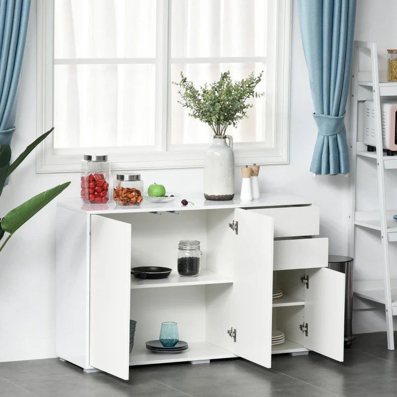 White High Gloss Sideboard with Push-Open Design and 2 Drawers