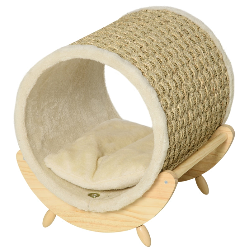 Khaki Cat House with Scratcher & Soft Cushion, 41 x 38 x 43 cm