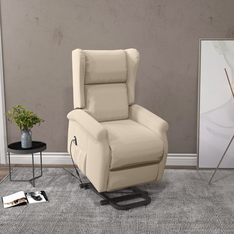 Beige Electric Recliner Armchair with Remote Control for Elderly