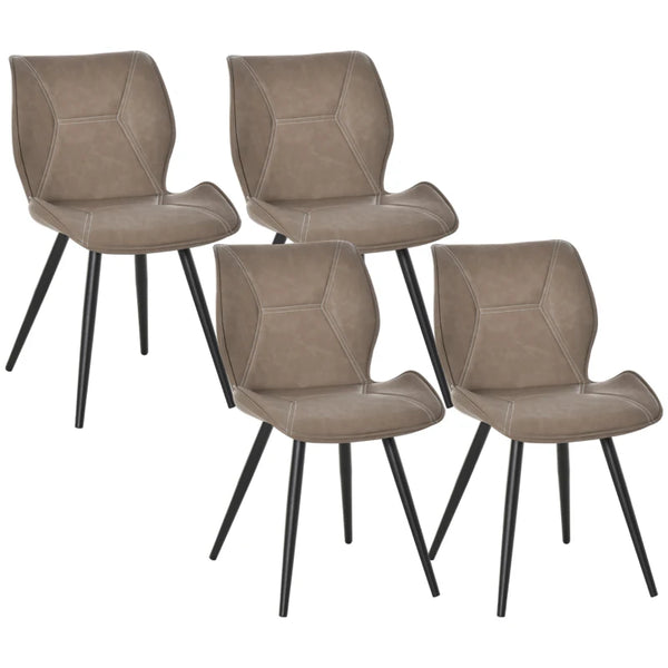 Brown PU Leather Racing-Style Dining Chairs Set of 4