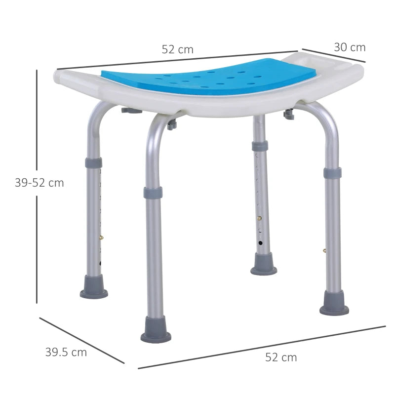 Aluminium Adjustable Bath Stool Chair - Grey Non-Slip Shower Seat