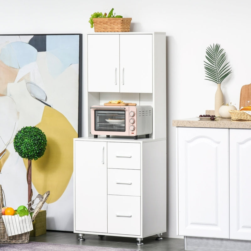 White Modern Kitchen Storage Cabinet with Drawers and Countertop