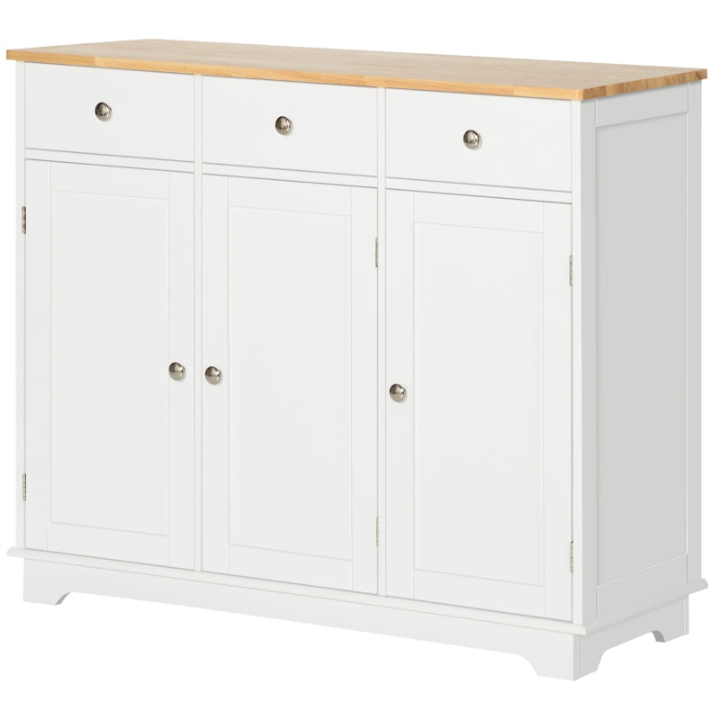 White Modern Sideboard with Storage Cabinets and Drawers